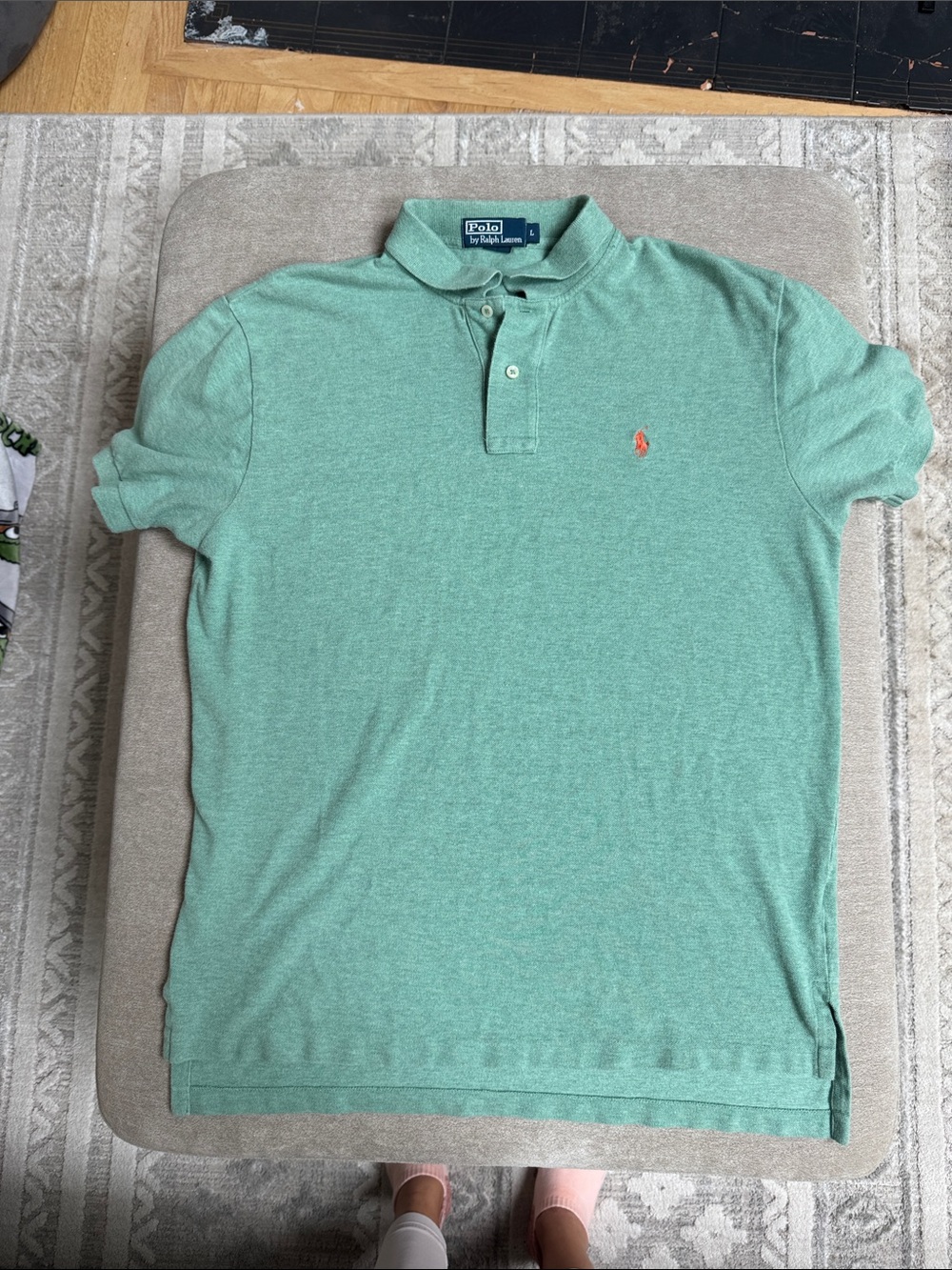 Polo by Ralph Lauren Men's Seafoam Green Polo with Orange Pony